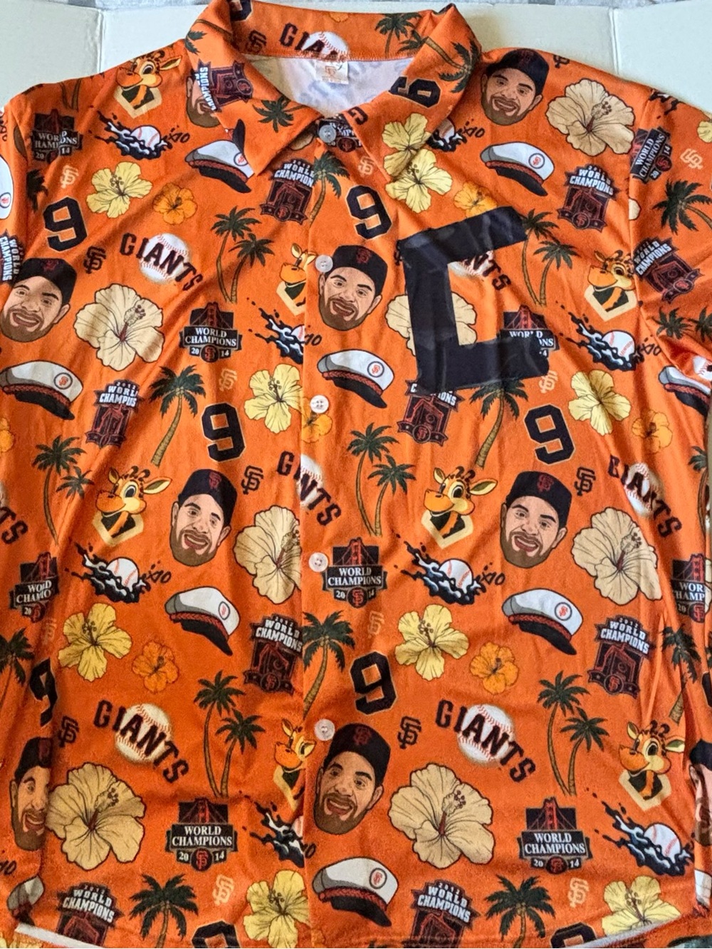 MLB San Francisco Giants Orange All-Over Print Button Down Shirt